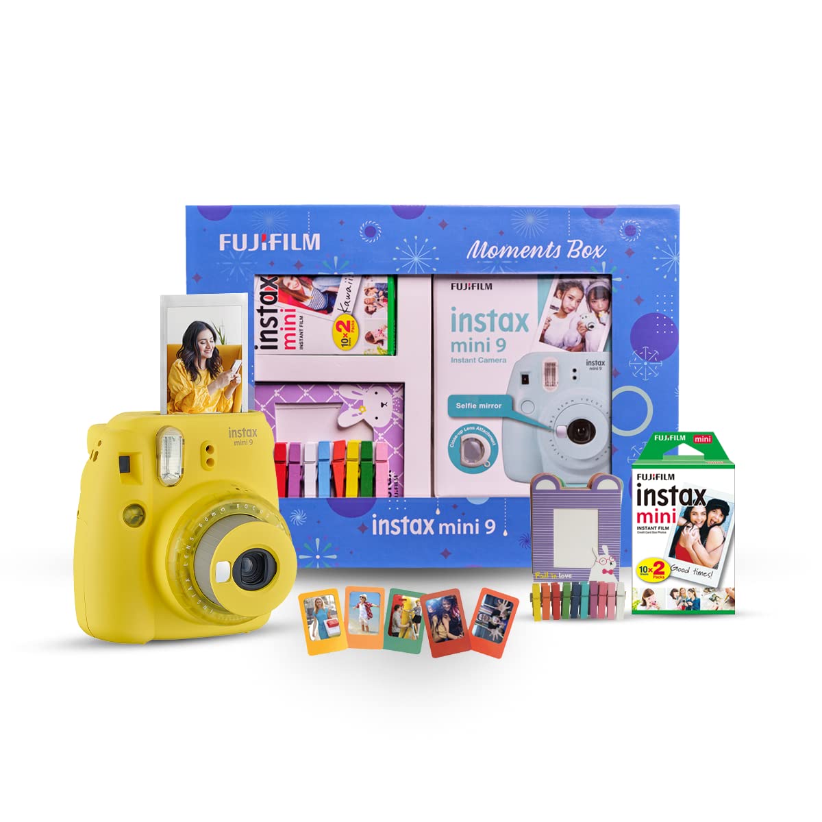 Fujifilm Instax Mini Instant Camera Moments Box 20 Shots Yellow