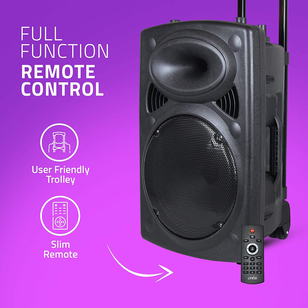 Artis BT912 Trolley Speaker Wireless Bluetooth 60Watts RMS Output