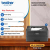 Brother HL-L2460DW Auto Duplex Laser Printer, 34 PPM Print Speed, LCD Display, 128 MB Memory, (WiFi WiFi Direct LAN USB), 250 Sheet Paper Tray, 3000 Pages Inbox Toner