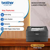 Brother HL-L2460DN Auto Duplex Laser Printer, 34 PPM Print Speed, LCD Display, 128 MB Memory, LAN, USB, 250 Sheet Paper Tray, 3000 Pages Inbox Toner