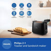 Philips Daily Collection HD2583/90 600-Watt 2 in 1 - Toaster and Sandwichmaker (Black)