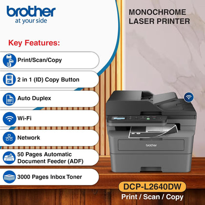 Brother DCP-L2640DW Multifunction Duplex WiFi ADF Laser Printer