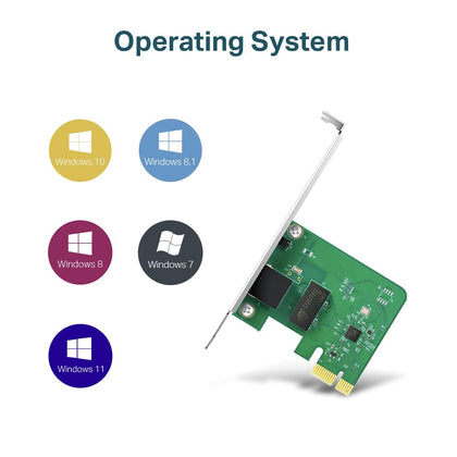 TP-LINK TG-3468 Gigabit PCI Express Network Adapter - Green, 32-bit 10/100/1000 Mbps RJ45 Port, IEEE 802.3X Flow Control, Win 11/10/8.1/8/7/Vista/XP, PCIe Ethernet Card