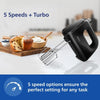 Philips HR3705/10 300 Watt Lightweight Hand Mixer, Blender with 5 speed control settings, stainless steel accessories and 2 years warranty(black color)