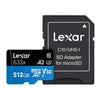Lexar 512GB microSDXC High-Performance 633x Card with Adapter