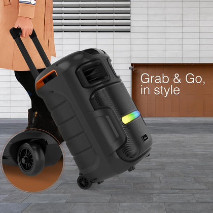 FINGERS RollingParties-51 Bluetooth Trolley Speaker with Powerful 50 W Deep Bass, RGB Lights, 15-Hour, Bundled 2 Wireless Mics & Additional 2 Mics (Rich Black)