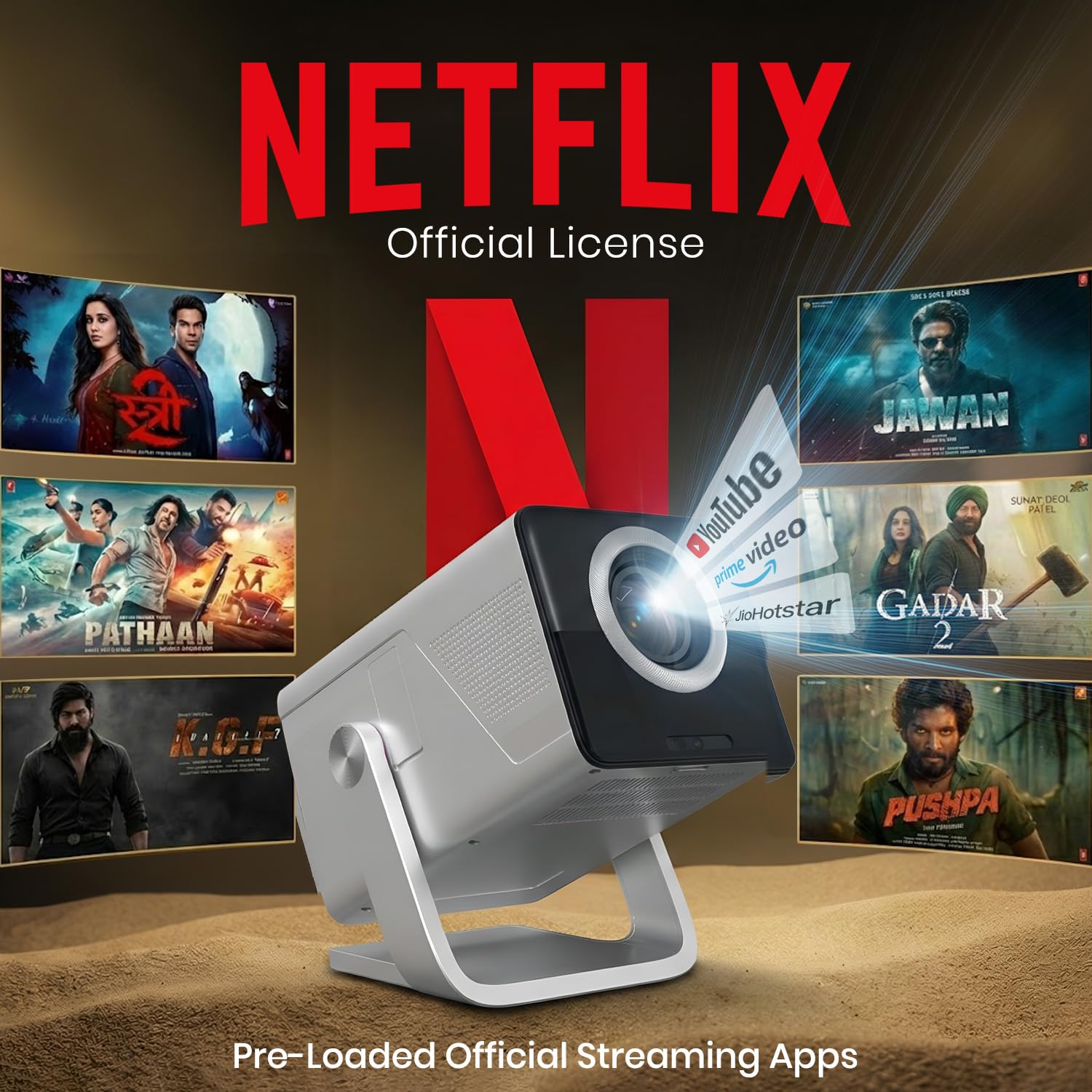 Portronics Beem 570 Smart Projector | Netflix Certified | 1080p
