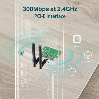 TP-Link TL-WN881ND 300 Mbps Wireless N PCI Express Adapter, PCIe Network Interface Card for Desktop, Low-Profile Bracket Included, Supports Windows 11/10/8.1/8/7 and Linux