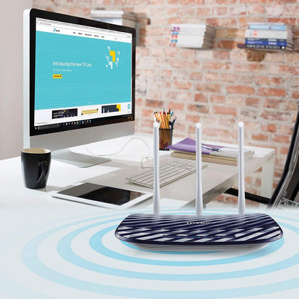 TP-Link AC750 Dual Band Wireless Cable Router, 4 10/100 LAN + 10/100 WAN Ports, Support Guest Network and Parental Control, 750Mbps Speed Wi-Fi, 3 Antennas (Archer C20) Blue, 5 GHz