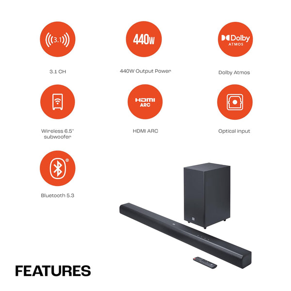 JBL Cinema SB590 Deep Bass Dolby Atmos Soundbar with Wireless