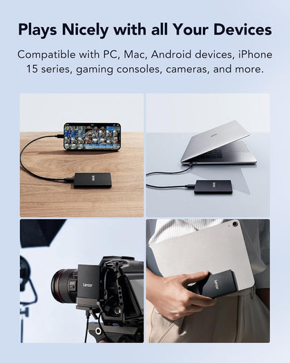 Lexar SL500 External SSD 1TB, USB3.2 Gen2x2 Portable SSD, PSSD up to 2000MB/s Read, 1800MB/s Write, External Solid State Drive Compatible with iPhone15 Series/Mac/PS5/XBOX/Laptop/PC(LSL500X001T-RNBNG)