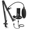 FIFINE T669 USB Condenser Mic Kit|Adjustable Scissor Arm Stand, Shock Mount, Dual Pop Filter|20kHz|Volume Knob|for PC Mac & Mobile (Adapter Needed)|Podcasting, Gaming, Singing & Live Streaming