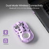 Portronics Toad 8 Transparent Wireless Bluetooth Mouse with Dual Wireless (BT + 2.4 GHz), Rechargeable Battery, Noise-Free Clicking, Show/Hide Desktop, Multi-Device Pair, Adjust Sensitivity (Purple)