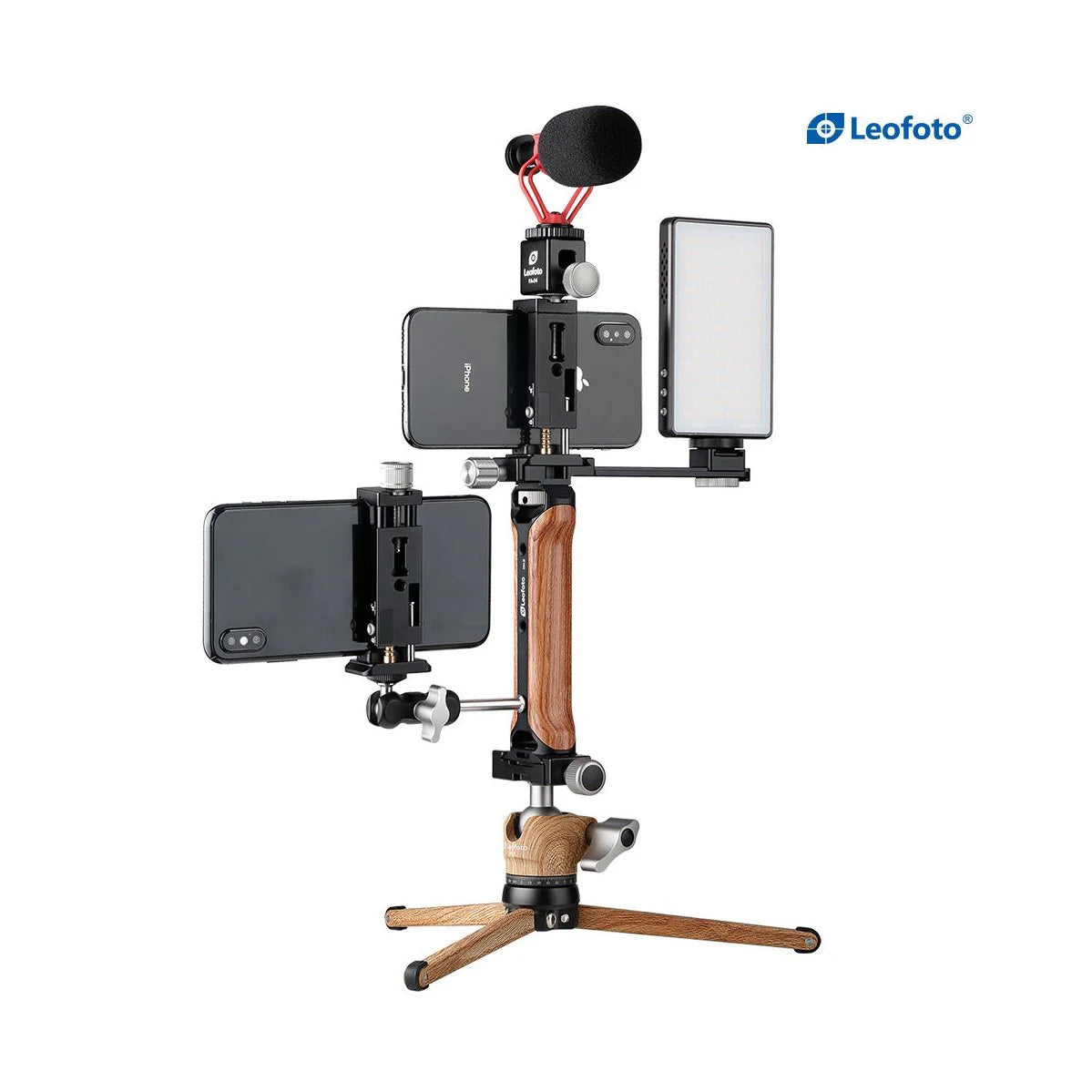 Leofoto VC-1 Mobile Phone Video Kit with CH-2 Rosewood Handle ...