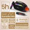 Portronics 25W Apollo 20 Wireless Bluetooth Portable Speaker with Dual Wireless Karaoke Mic, 5 Hour Playtime, RGB LED Light, Bluetooth V5.4, Easy Grab Handle, USB-A Port, Type C Charging(Black)