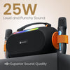 Portronics 25W Apollo 20 Wireless Bluetooth Portable Speaker with Dual Wireless Karaoke Mic, 5 Hour Playtime, RGB LED Light, Bluetooth V5.4, Easy Grab Handle, USB-A Port, Type C Charging(Black)