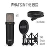 Rode Nt1 Signature Series Large-Diaphragm Condenser Microphone with Shock Mount, Pop Filter and XLR Cable for Music Production, Vocal Recording, Streaming and Podcasting-Black