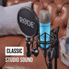 Rode Nt1 Signature Series Large-Diaphragm Condenser Microphone with Shock Mount, Pop Filter and XLR Cable for Music Production, Vocal Recording, Streaming and Podcasting-Blue