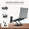 Portronics My Buddy K9 Pro Max, Adjustable Laptop Stand with 6-in-1 USB Hub, 360° Rotating Base, Built-in Phone Holder, Foldable & Ergonomic, Anti-Slip Pads, Supports Up to 17'' Laptops