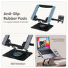 Portronics My Buddy K9 Pro Max, Adjustable Laptop Stand with 6-in-1 USB Hub, 360° Rotating Base, Built-in Phone Holder, Foldable & Ergonomic, Anti-Slip Pads, Supports Up to 17'' Laptops