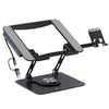 Portronics My Buddy K9 Pro Max, Adjustable Laptop Stand with 6-in-1 USB Hub, 360° Rotating Base, Built-in Phone Holder, Foldable & Ergonomic, Anti-Slip Pads, Supports Up to 17'' Laptops