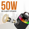 Portronics Dash 4 50W Wireless Bluetooth Party Speaker with Karaoke Mic, Upto 6 Hours Playtime, HD Sound, Bass Boost Technology, EQ Modes, 360° RGB Lights, BT 5.3v, AUX in, Type C Charging(Black)