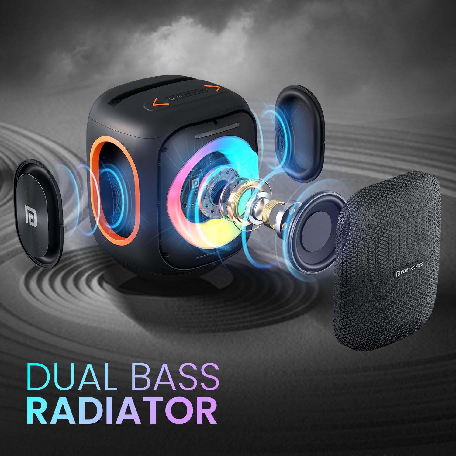 Portronics Dash 10 50W Wireless Bluetooth Party Speaker With Dual Wire ...