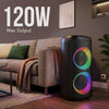 Portronics Dash 14 120W Party Speaker with Wireless Karaoke Mic, 4 Hours Playtime, Bass Boost Technology, RGB LED Lights, Dual Bass Driver, BT V5.3, USB/AUX in, Type C Charging(Black)