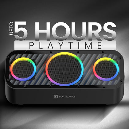 Portronics Microblast 60W HD Sound Portable Party Speaker With Bass Boost Technology, Upto 5 Hours Playtime, 2.1 Channel, RGB LED Lights, Bluetooth 5.3V, AUX In,USB Drive,SD Card, Type C Fast Charging