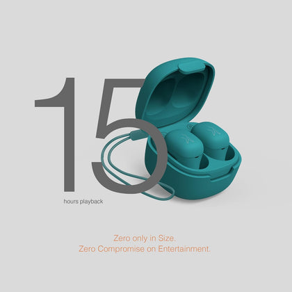 FINGERS SizeZero Pods2 World's Tiniest TWS Earbuds with 15-Hour Total Playtime, Quick Charge of 10 mins for 2-Hour Playtime, Built-in Mic with SNC™ Technology for Clear Calls (Teal)