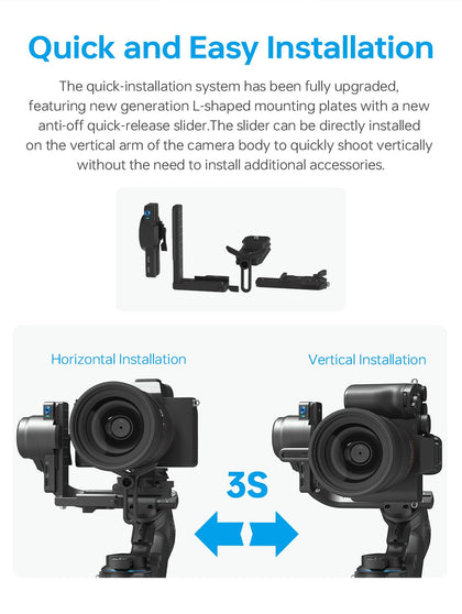 FeiyuTech SCORP 2 Camera Stabilizer, Built-in AI Tracker,Vertical Shooting for Reels & Shorts,Touch Screen,Max 2.5kgs,3-Axis Gimbal for Sony/Canon/Nikon/Fujifilm Mirrorless&DSLR Camera