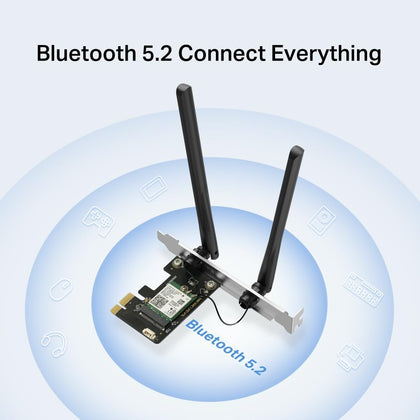 TP-LINK Archer T5E AC1200 Wi-Fi Bluetooth 4.2 PCI Express Adapter with Two Antennas, PCIe Network 2-in-1 Interface Card, Dual Band Wi-Fi Wireless, Low-Profile Bracket Included