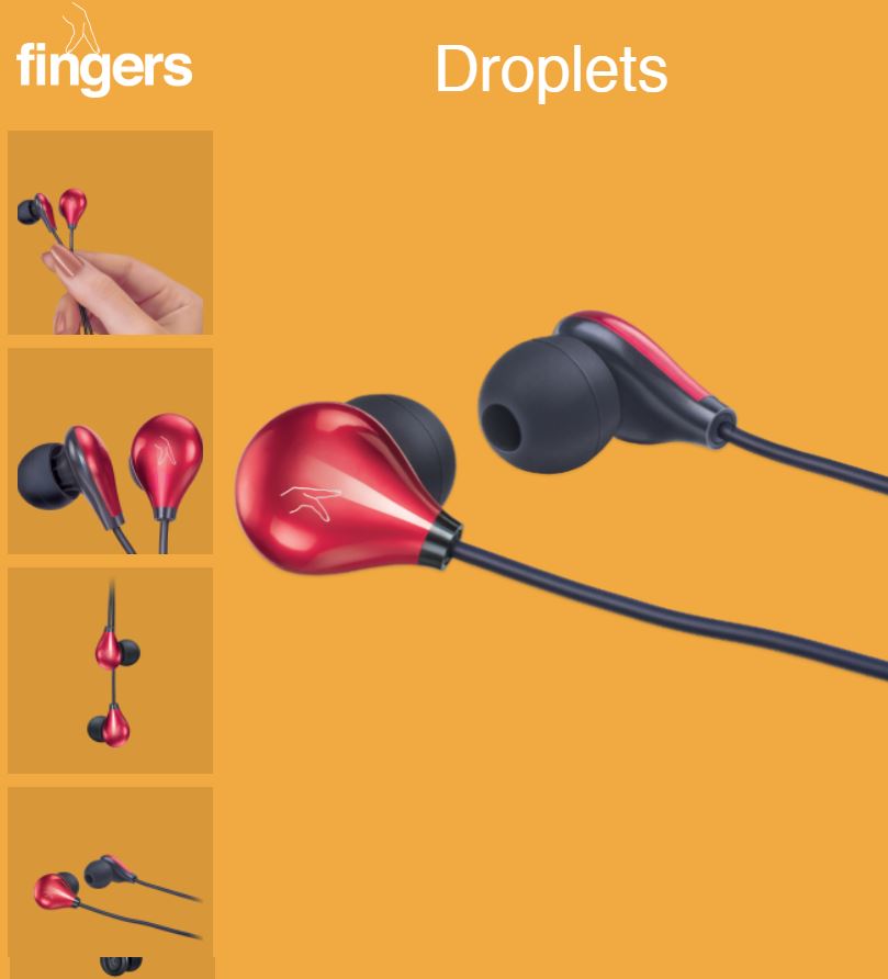 Fingers Droplets Wired Earphone with Mic