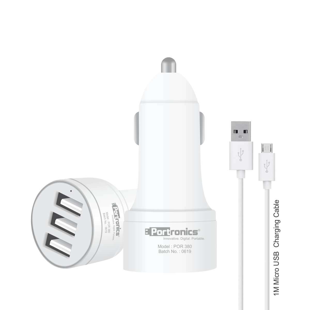 Portronics Car Power 3T 3.4A Car Charger With 3 USB Ports
