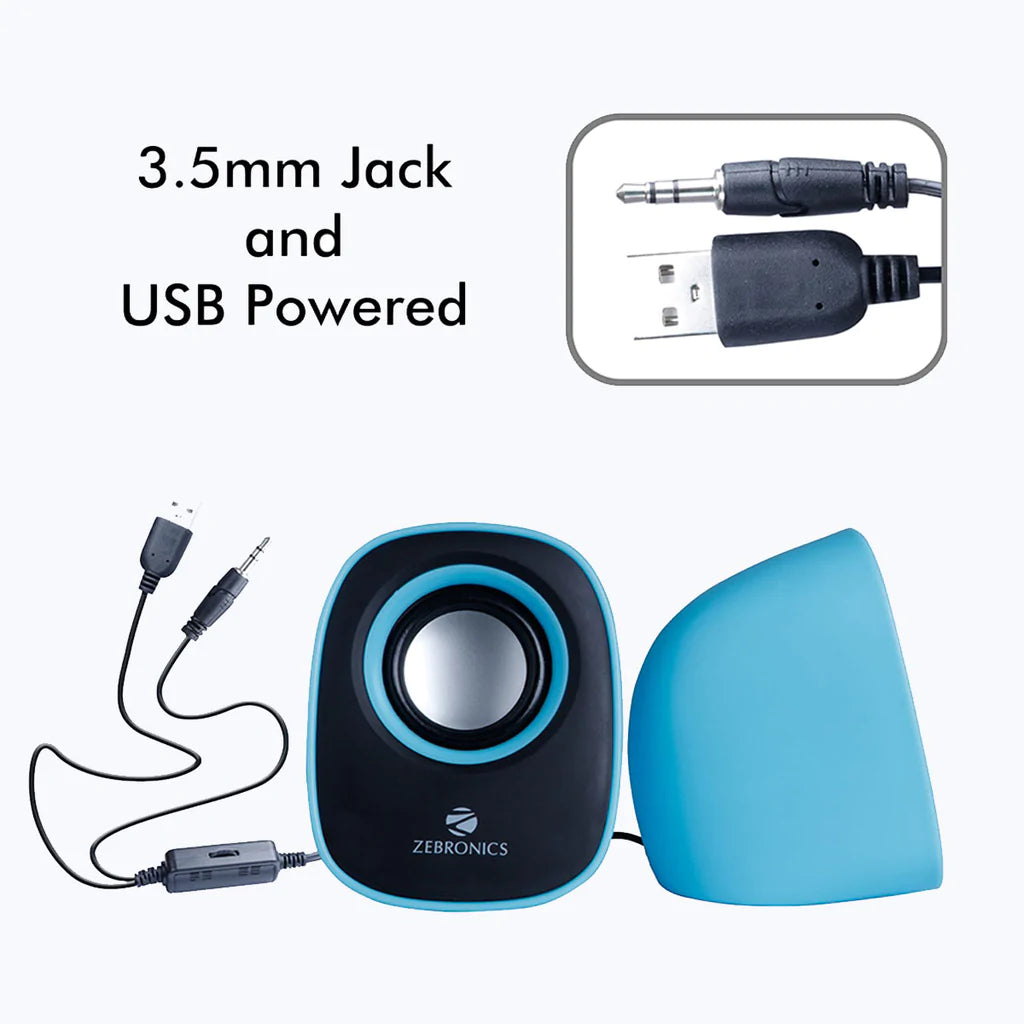 Zebronics Peeble 2.0 USB & 3.5MM Jack Multimedia Speaker for Computer and Mobile use