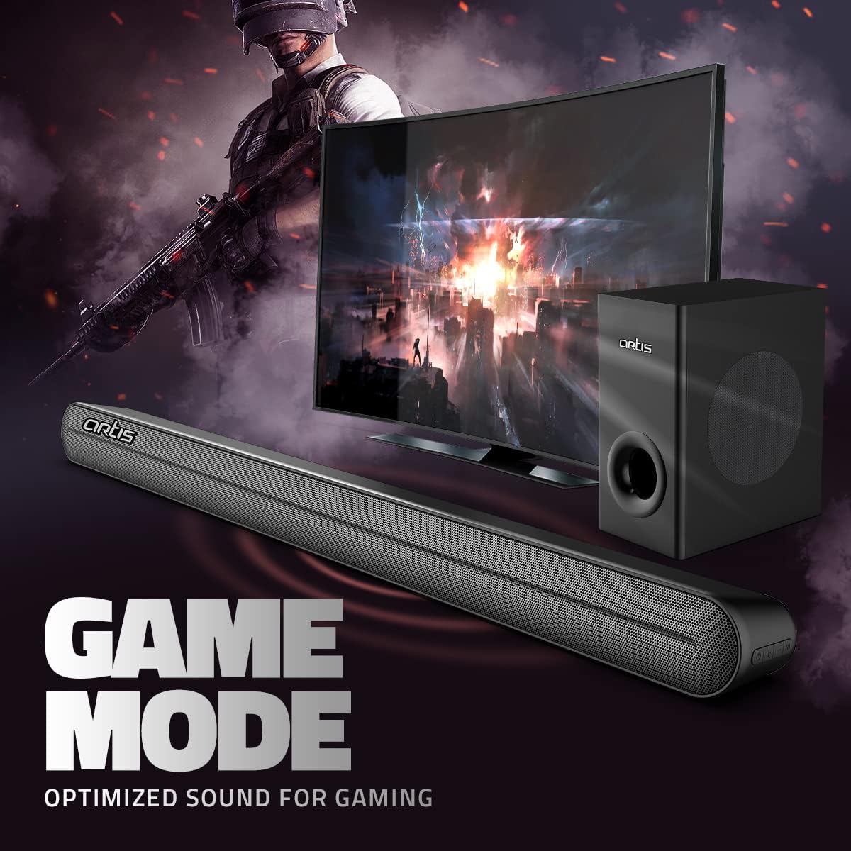 Artis BT-X9 120W Wireless Bluetooth Sound bar Wireless Subwoofer, Built in  Amplifier