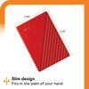 WD My Passport 2TB Portable Hard Disk With USB3.0,Automatic Backup Compatible with Windows & Mac-Red