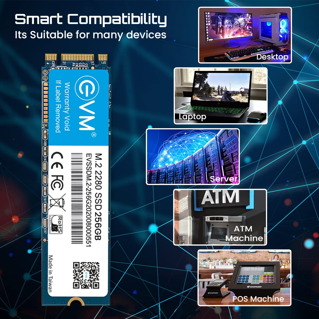 EVM 256GB M.2 Internal SSD,Ultra Low Power Consumption, Performance Fast