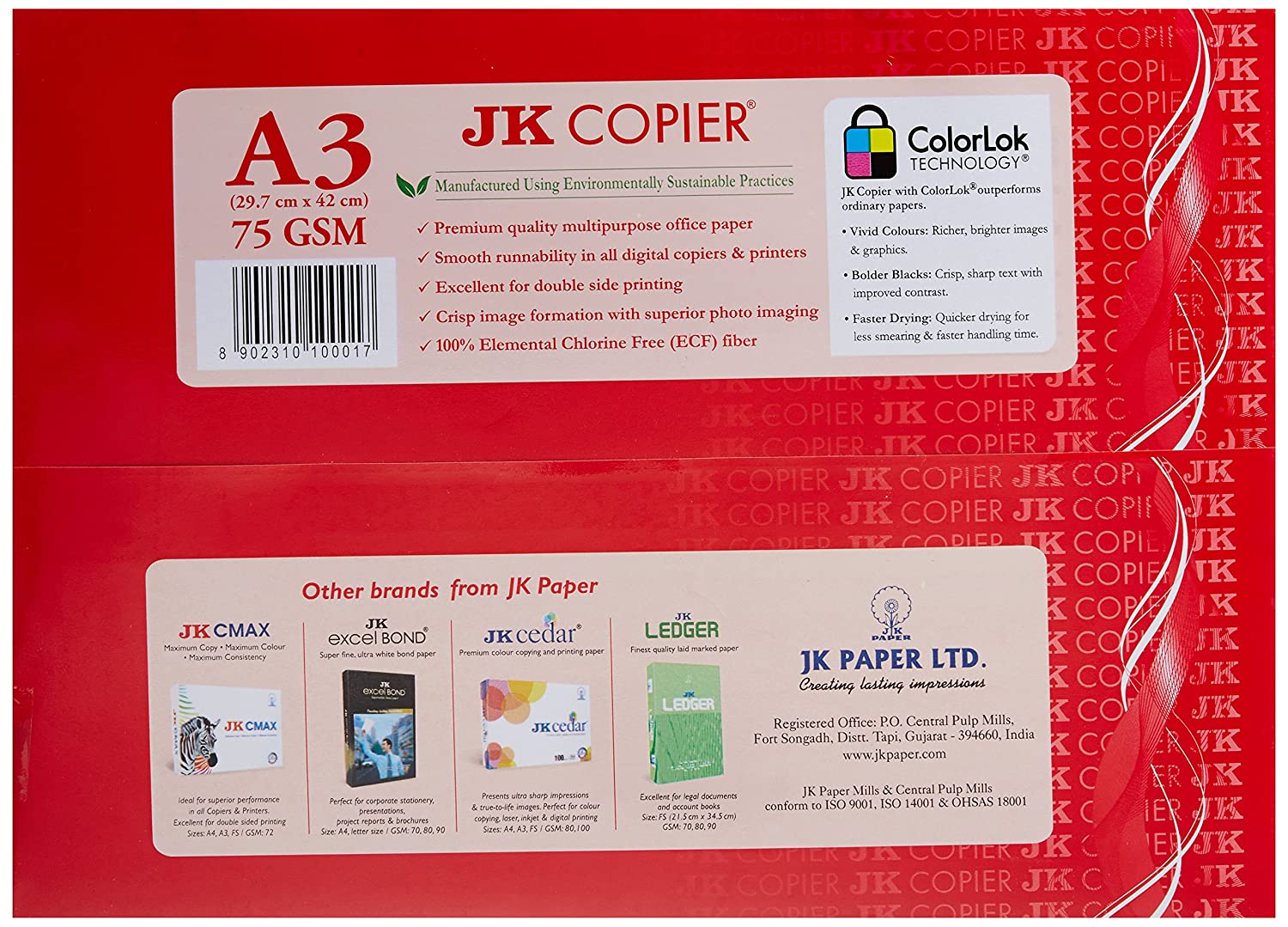 Jk Copier A3 Size White Paper 75 GSM,10 Reams
