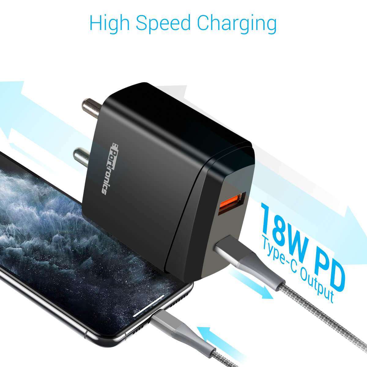 Portronics Adapto 488 2.4A Charger With Dual USB Ports