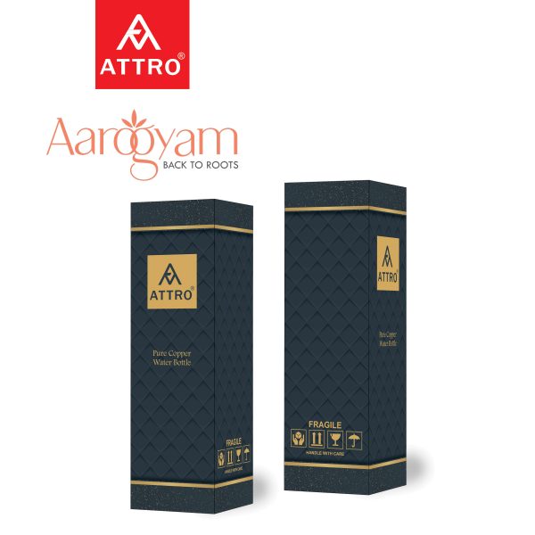 Attro Aarogyam SLIM COPPER BOTTLE 1000ML - VINTAGE CARVING