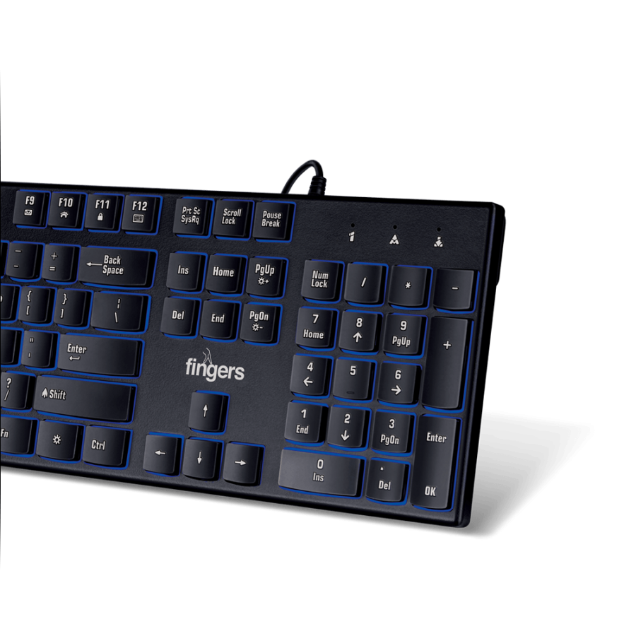 Fingers Gleaming BlueLit Wired Backlit Keyboard Blue Colour Illuminate ...